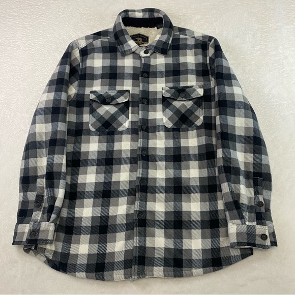 Freedom Foundry Flannel Jacket Men Size L Black White Sherpa Fleece Lined Warm - Picture 1 of 9